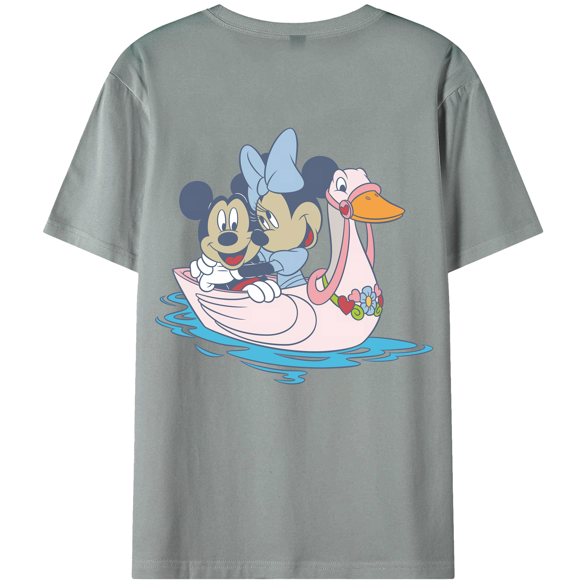 （画像用） ミッキーマウス Mickey Mouse 綿100％ メンズ半袖Tシャツ（バックプリント） 通気性